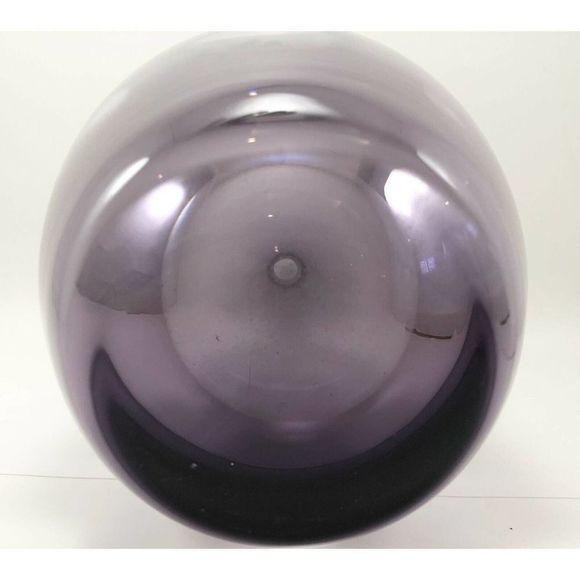 TARNOW POLAND Purple Art Glass Vase W/Clear‎ Base 12 5/8” Amethyst Heavy Decor - Picture 6 of 9